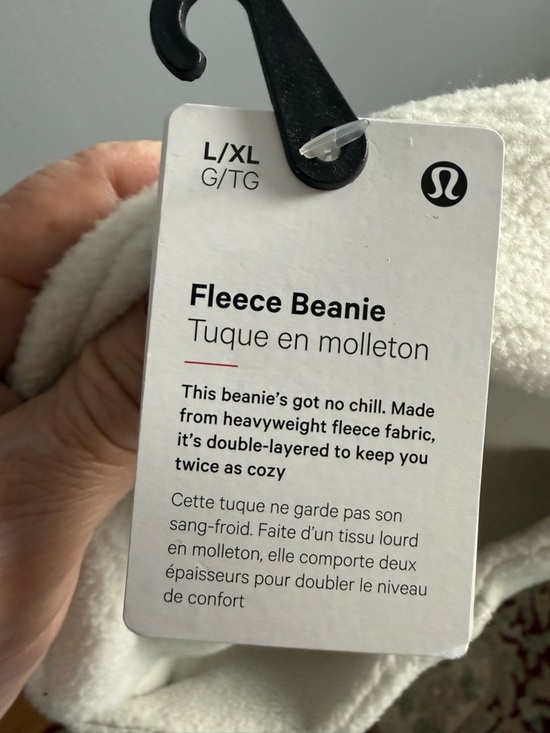 Lululemon NWT Warm Revelation Fleece Beanie IN Bone Unisex Sz XL main image 4